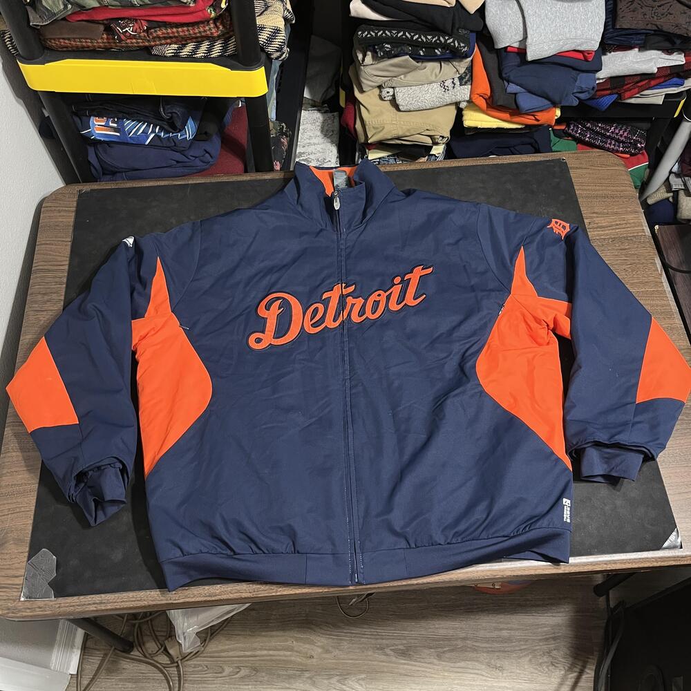 Detroit Tigers Jacket Mens 2XL MLB Baseball Majestic Therma Base Player Dugout